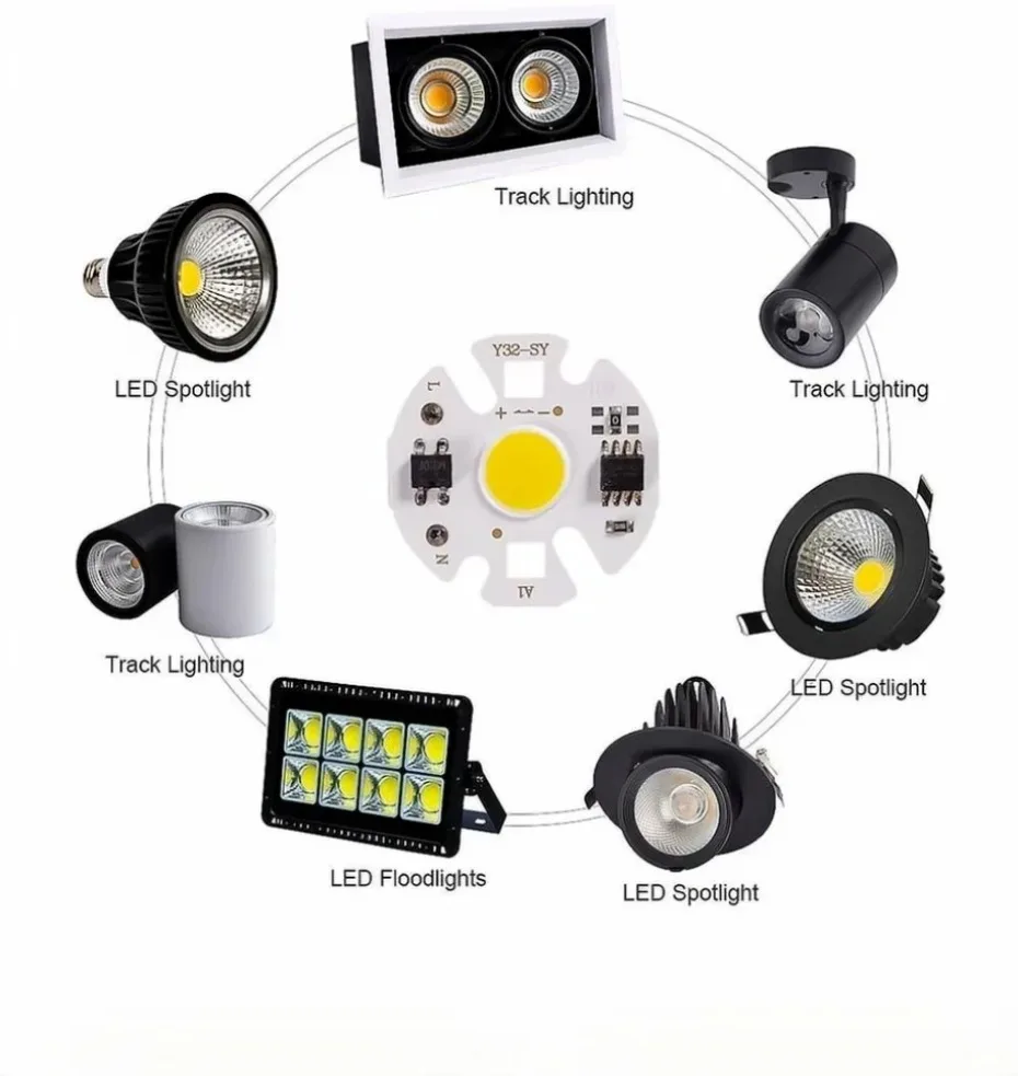 Smart IC LED COB Chip para DIY, Lâmpada, Downlight Spotlight, Transformador de iluminação, 3W, 5W, 7W, 10W, 12W, 220V, Y32