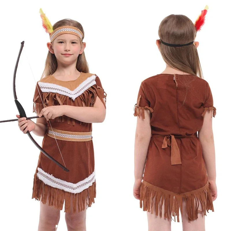 Disfraces de princesa para niños indios de Halloween, trajes indios de Cosplay, fiesta de Navidad, juego de rol, vestido elegante para niñas