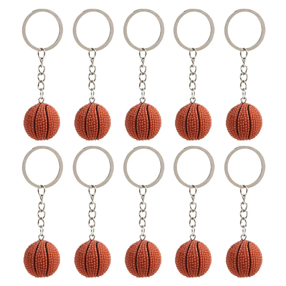 10Pcs Basketball Design Keychain Premium Resin Iron Material Lightweight Compact Key Ring for Car Door Keys Bag Decor