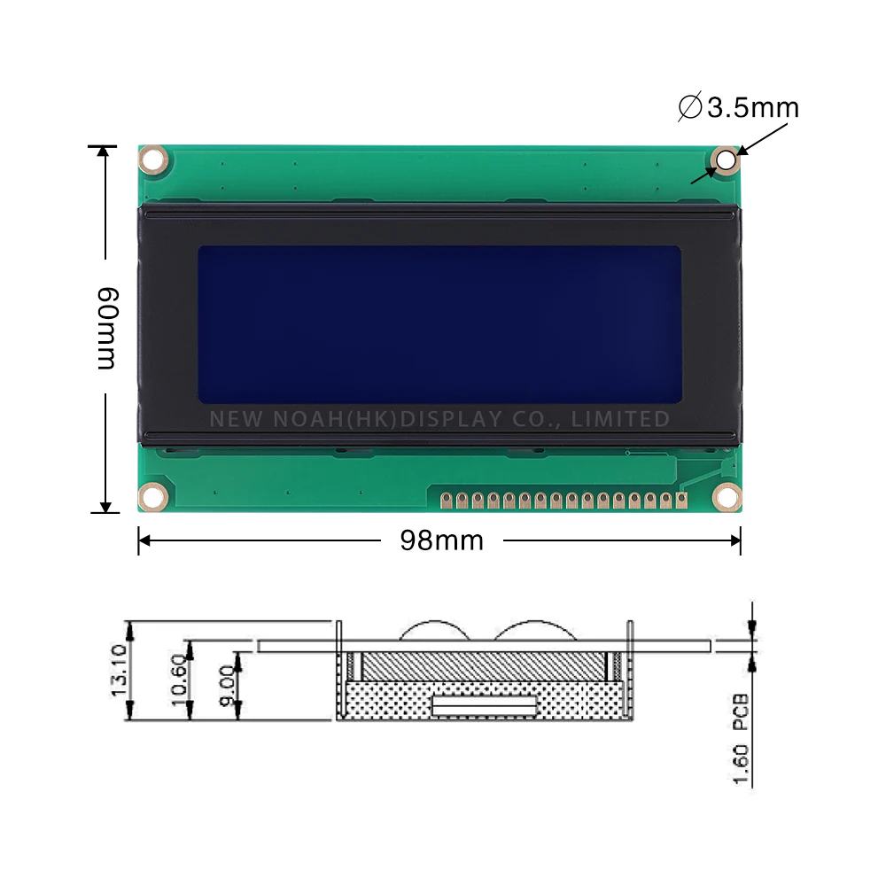 Película azul letras blancas 2004K pantalla de cristal líquido 4*20 4X20 controlador ST7066U módulo LCD electrónico inteligente gran angular