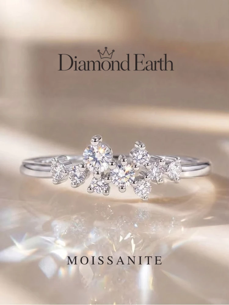 Shiny Fashion 0.1CT Real Moissanite Diamond Certificate Wedding Band Ring for Women Anniversary 925 Sterling Silver Fine Jewelry