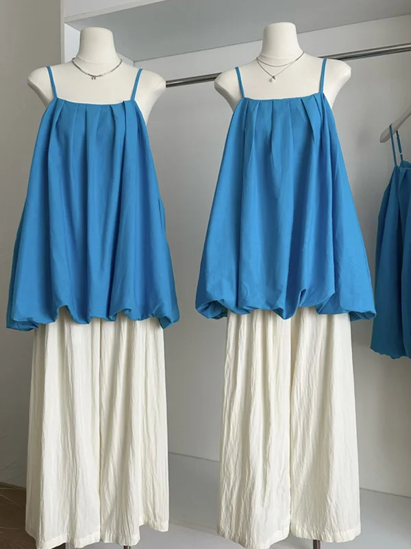 

Летний комплект из двух предметов: топ с цветочным принтом и свободные брюки с широкими штанинами в корейском стиле для женщин