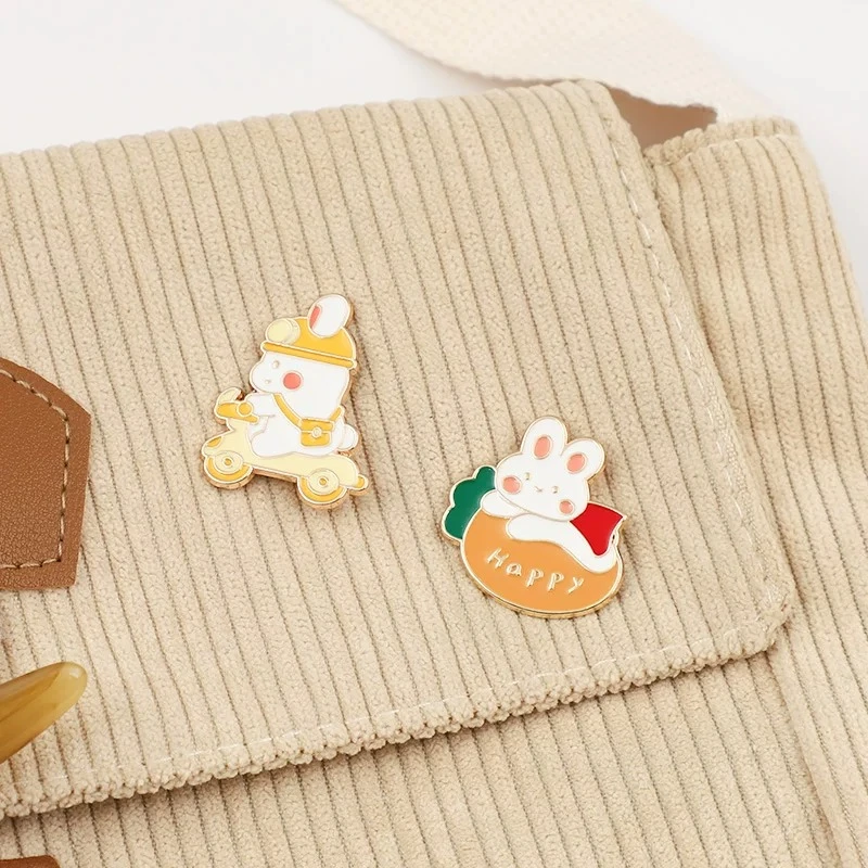 Cartoon Different Rabbit Alloy Brooch Cute Creative Casual Badge Commute Party Gift Pin DIY Clothing Bags Hat T-shirt Accessory