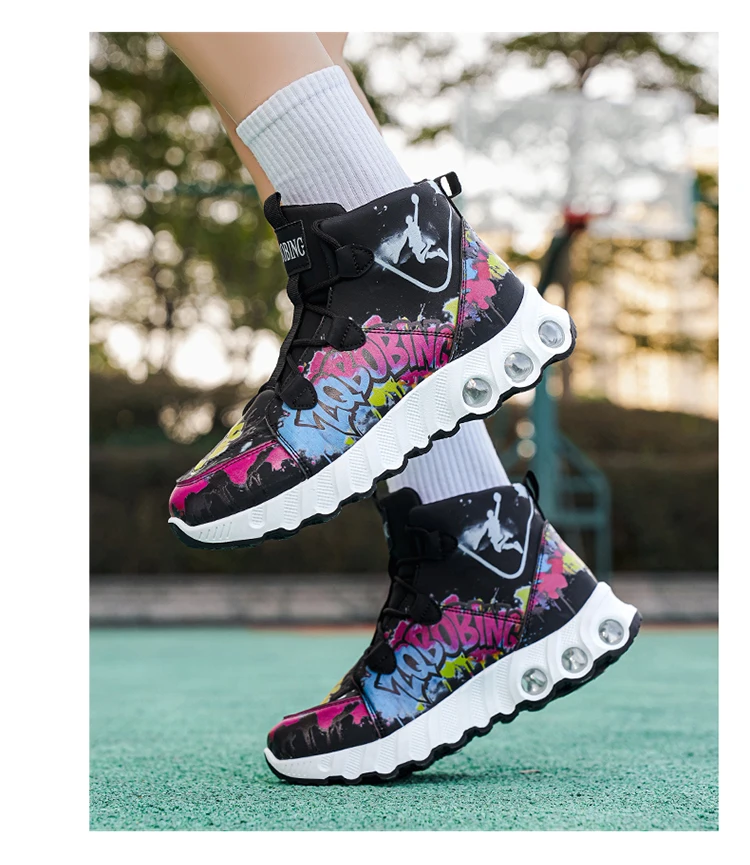 Frühling und Herbst Neuer Stil Farbblockierende Trendige Laufschuhe, Übergrößen Herrenschuhe, High-Top Dicksohlige Freizeitschuhe, Vielseitige Sportschuhe – Detail 16