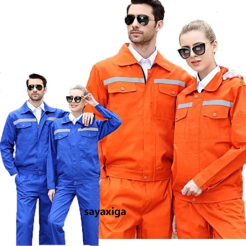 

Hi vis work clothing set for men women auto repairman coal miner mechanic working coveralls wear resistant factory workshop suit