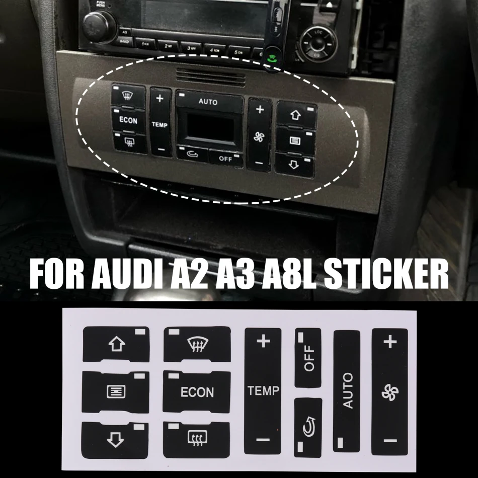 

Комплект для ремонта кнопок Audi A2/ A3 8L A/C AS/TP Audi A4 B6 B7, наклейка для ремонта автомобиля, переключатель кондиционера, кнопка управления, стикер для ремонта