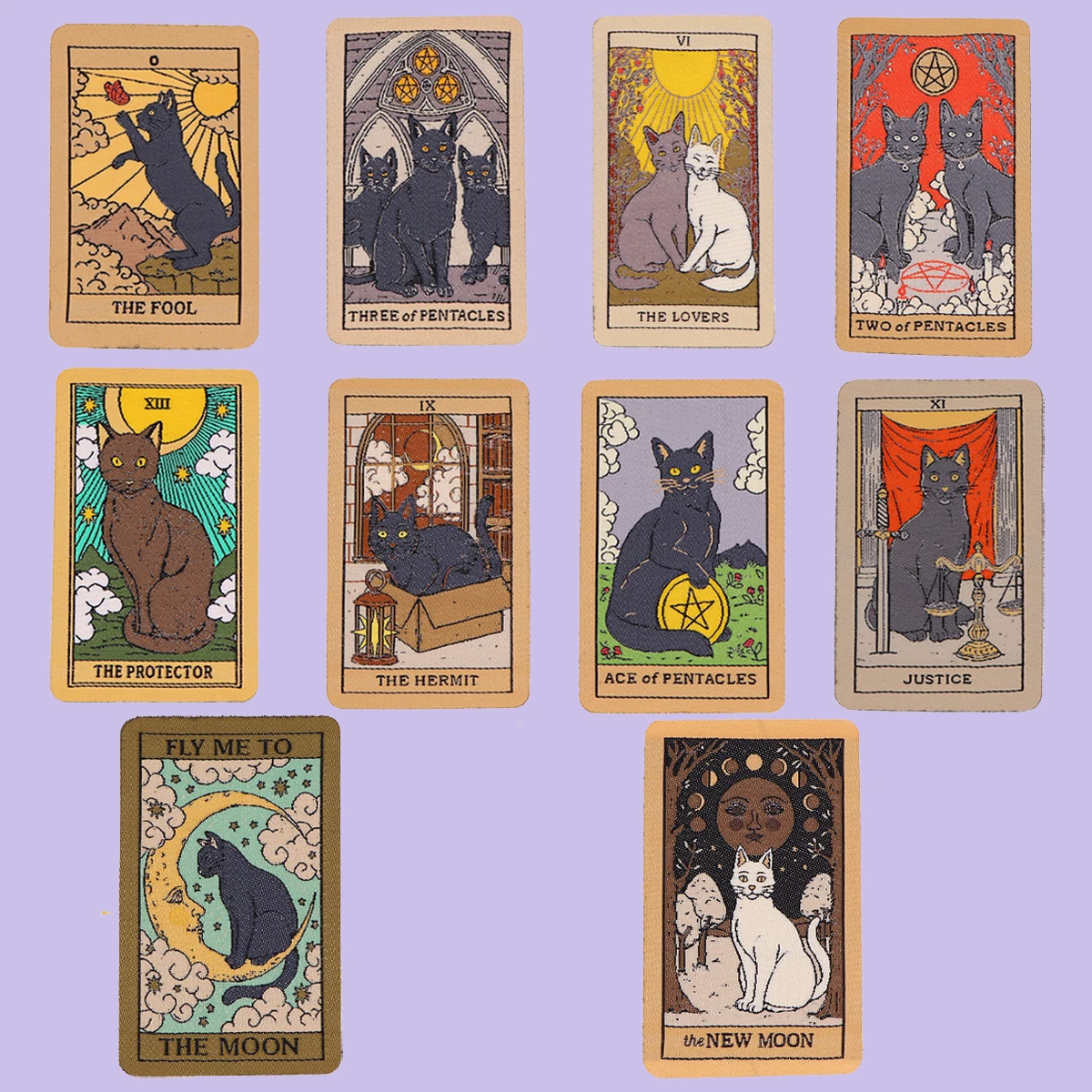

Black Cat Tarot Card Embroidered Patch Applique For Clothing Thermoadhesive Iron On Patches For Jackets Sewing Stickers