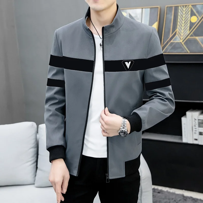 

Spring Autumn Trendy Color Blo Men's Casual Jaet Haome Patchwork Outerwear Breathable Polyester Zipper Closure Long Sl...