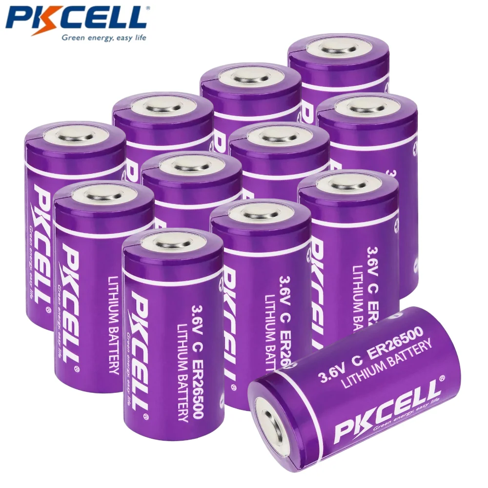 

PKCELL 12PCS ER26500 C Size 3.6V Lithium Battery High Capacity Li-SOCL₂ Non-Rechargeable Battery LS26500 SB-C01 TL-2200