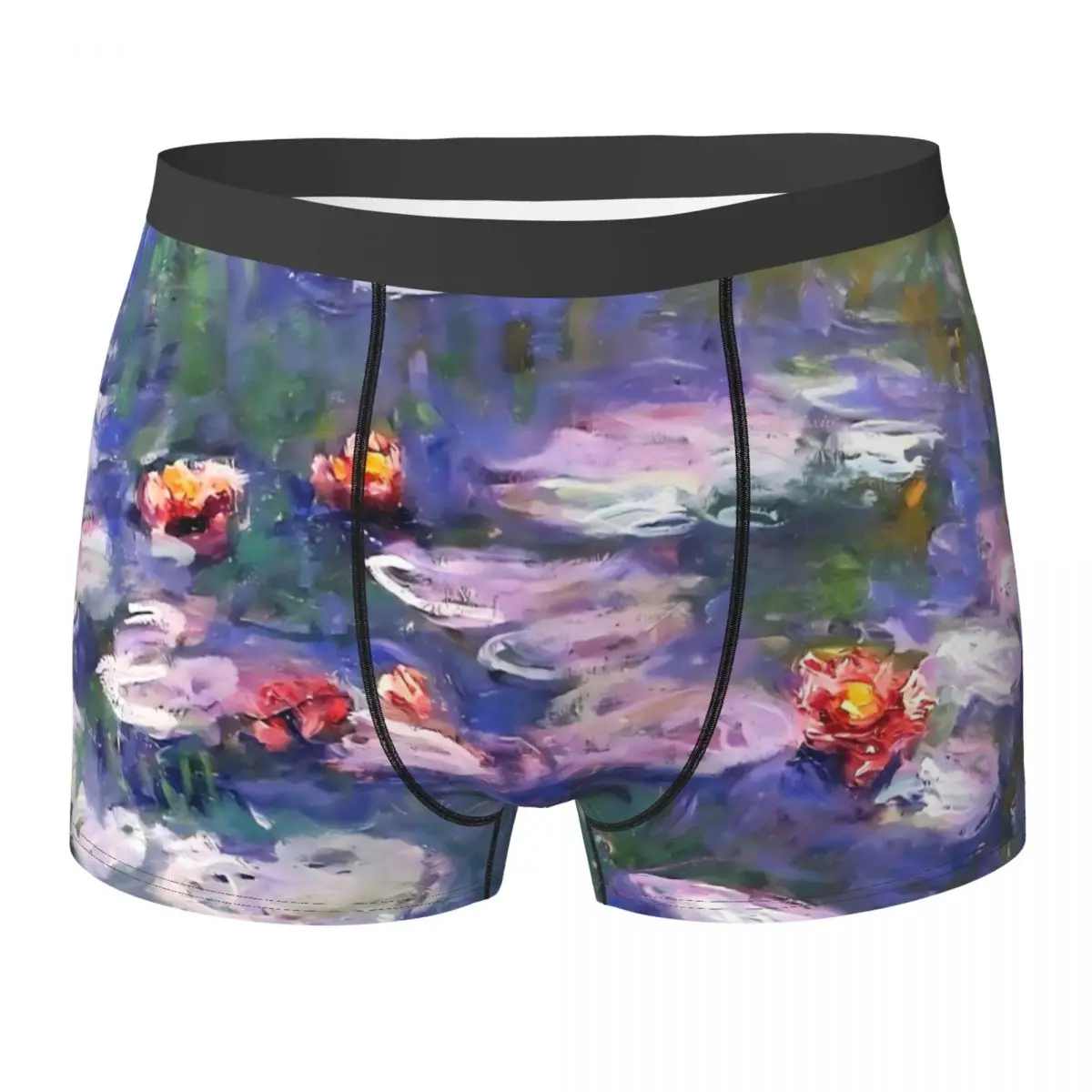 Water Lily Underwear Claude Monet 1916 3D Pouch Trenky Boxer Shorts Printed Shorts Briefs Elastic Men Underpants Plus Size