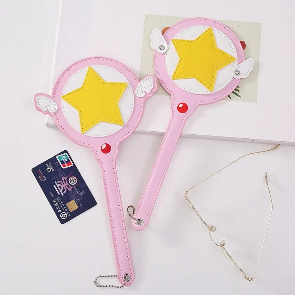 Wysokiej jakości torba na karty Anime Star Magic Wand Cute with Wings Card Cover PU Leather Protection Case Bus Subway Card