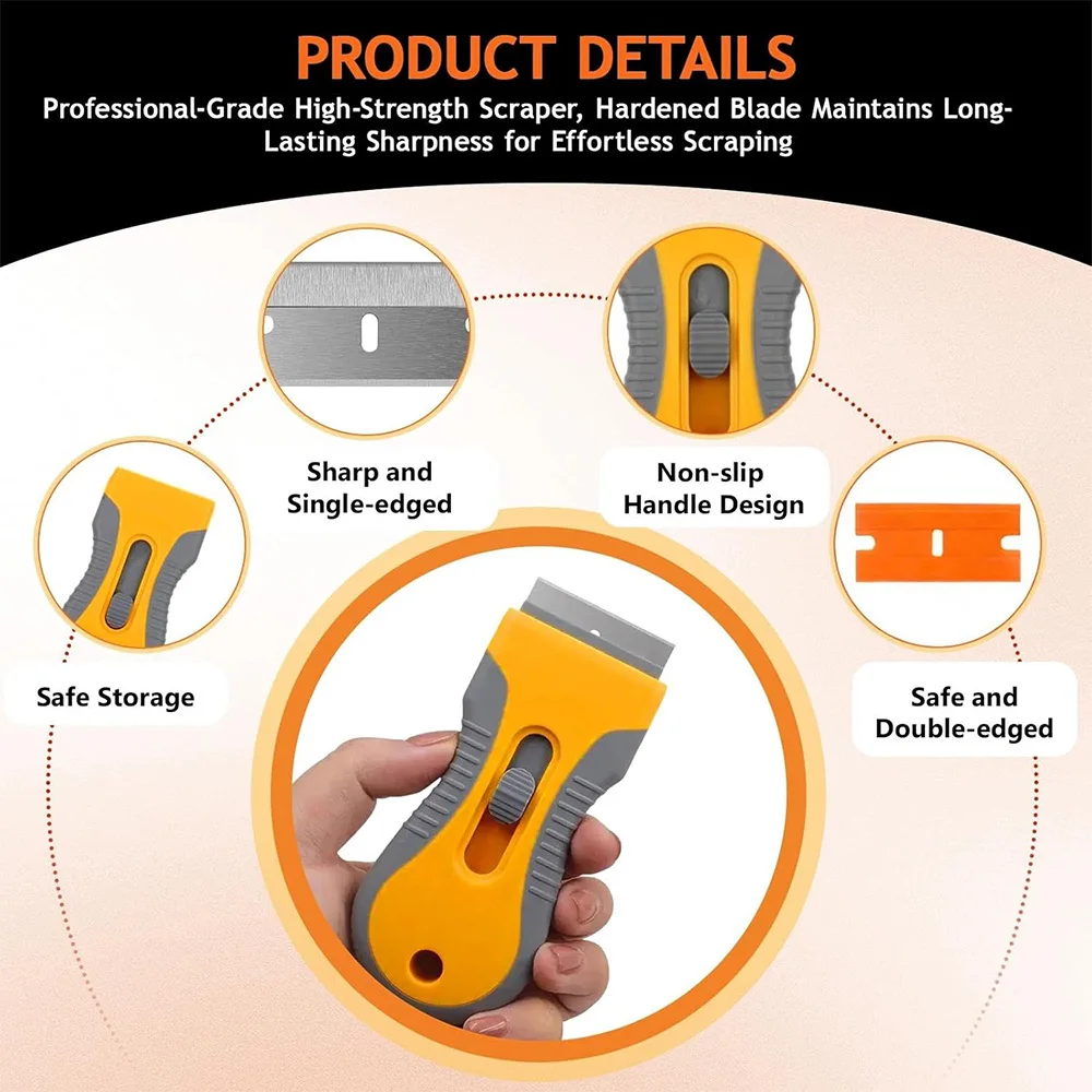 Car Window Tint Tool Scraper for Auto Detailing and Adhesive Removal Multi-Function Razor Blade Scraper Labels Paint Removal