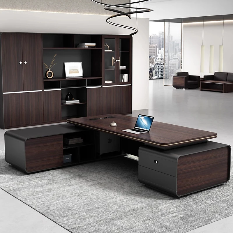 Brown Modern Executive Desk Designer Strong Wood Large Executive Desk Modern Drawers Mesa De Escritorio Office Desk Furniture