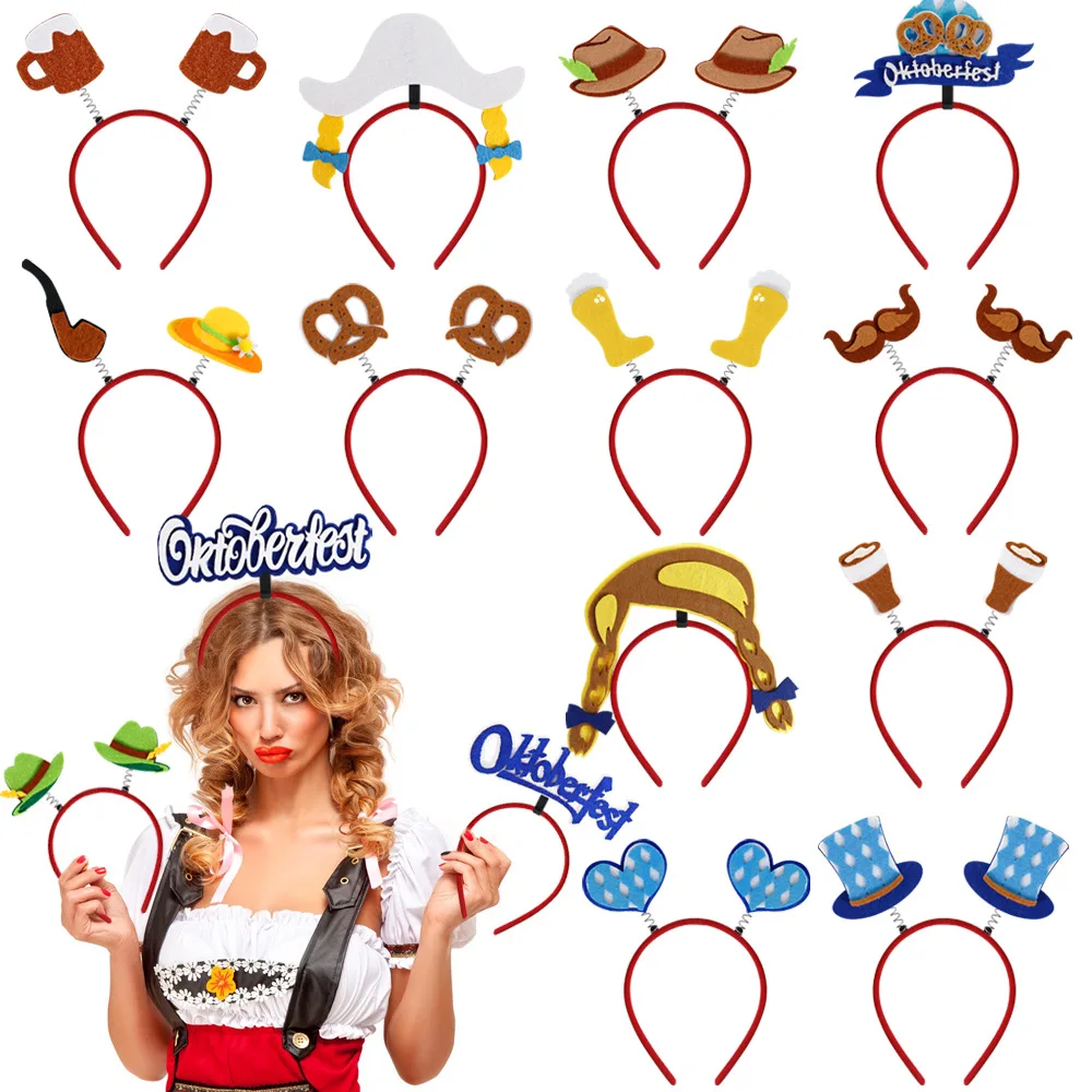 2024 New German Munich Beer Headband Photo Props Party Decoration Supplies Family Friends Girl Women Oktoberfest Hair Band