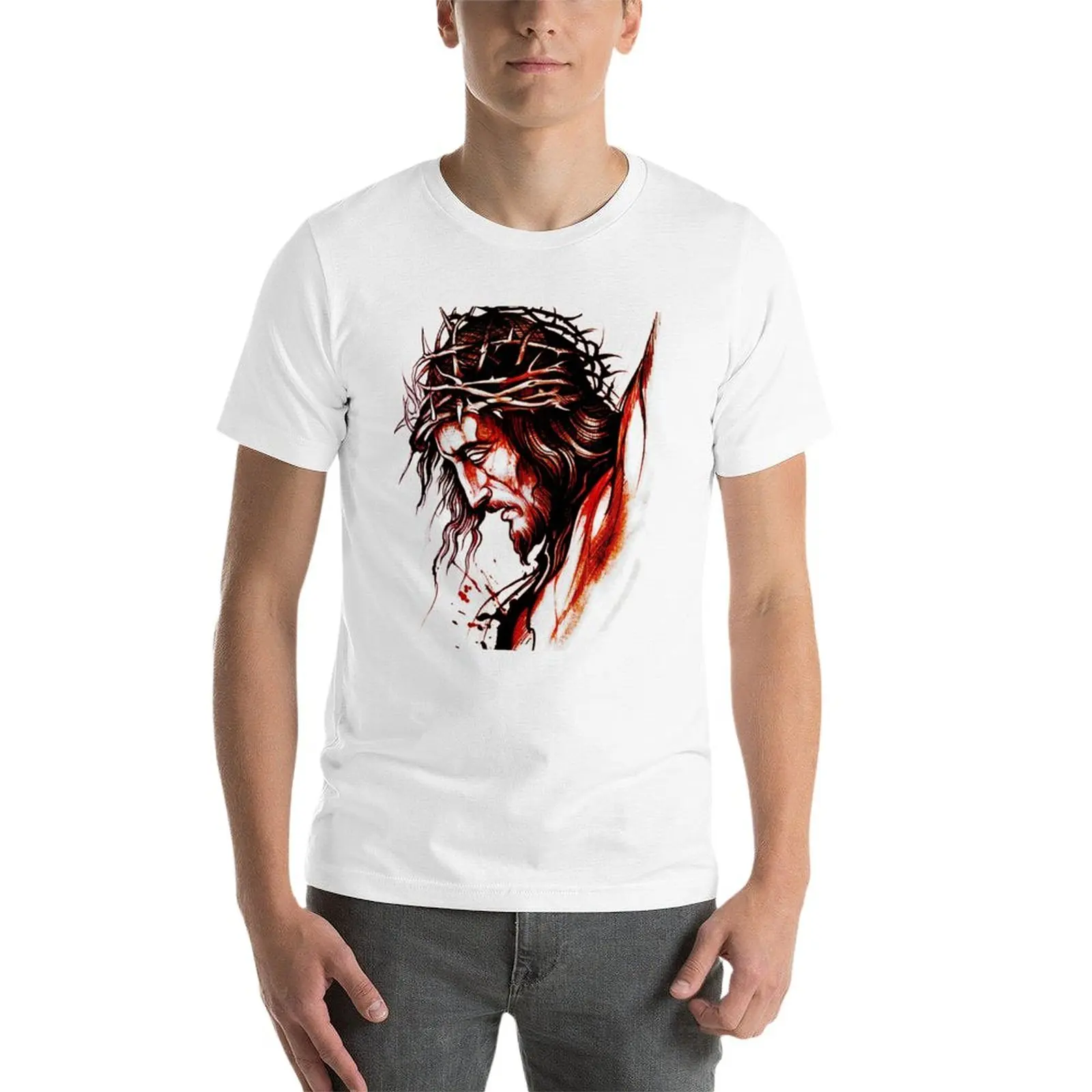 New The Face of Jesus-Drawing T-Shirt plus size tops cute tops T-shirt men