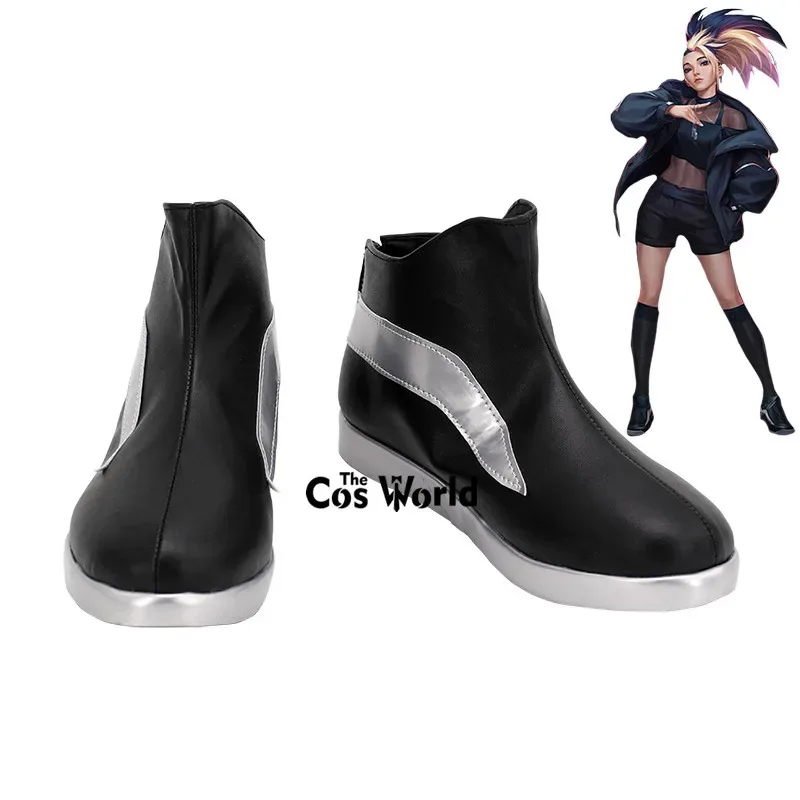 

LOL KDA Girl Group The Baddest Akali Games Настроить обувь на плоской подошве для косплея Сапоги