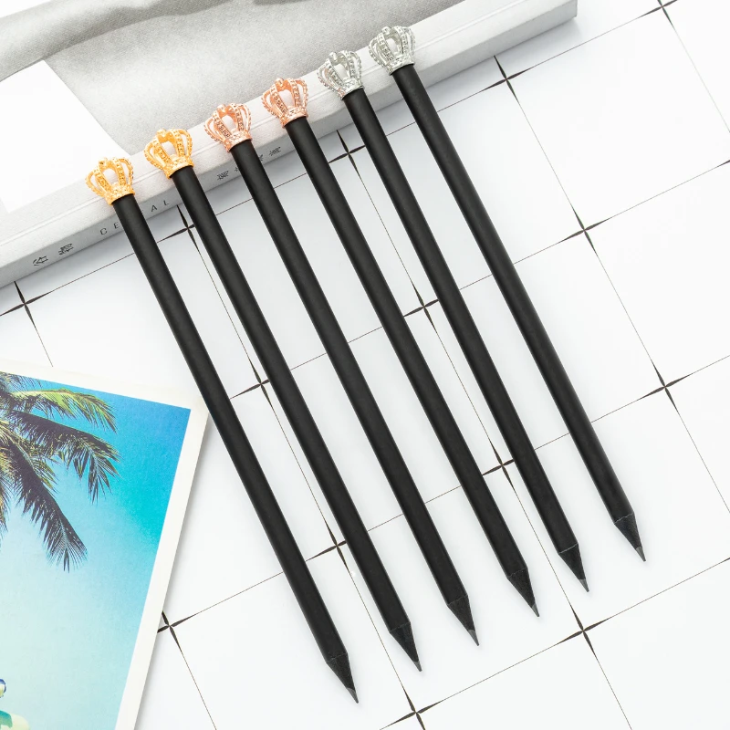 30PCS  Cartoon Crown Pencil Kindergarten Primary School Exam Wood Pencil Wholesale Children's Writing Pencil