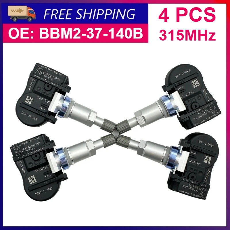 4PCS TPMS Tire Pressure Monitoring Sensor BBM2-37-140B BHA437140 315MHz For 2009-2014 Mazda 2 3 5 6 CX-7 MX-5 RX-8