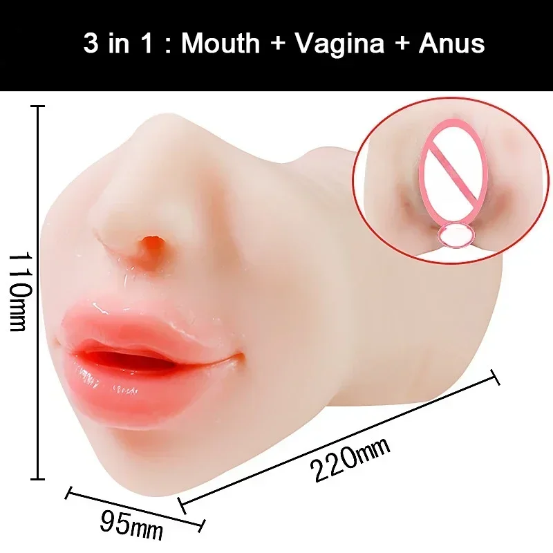 WNN 3 in 1 Male Masturbator Realistic Vagina Anal Mouth Real Deep Pussy Throat Sex Toys Women Vaginal Oral Masturbation Cup