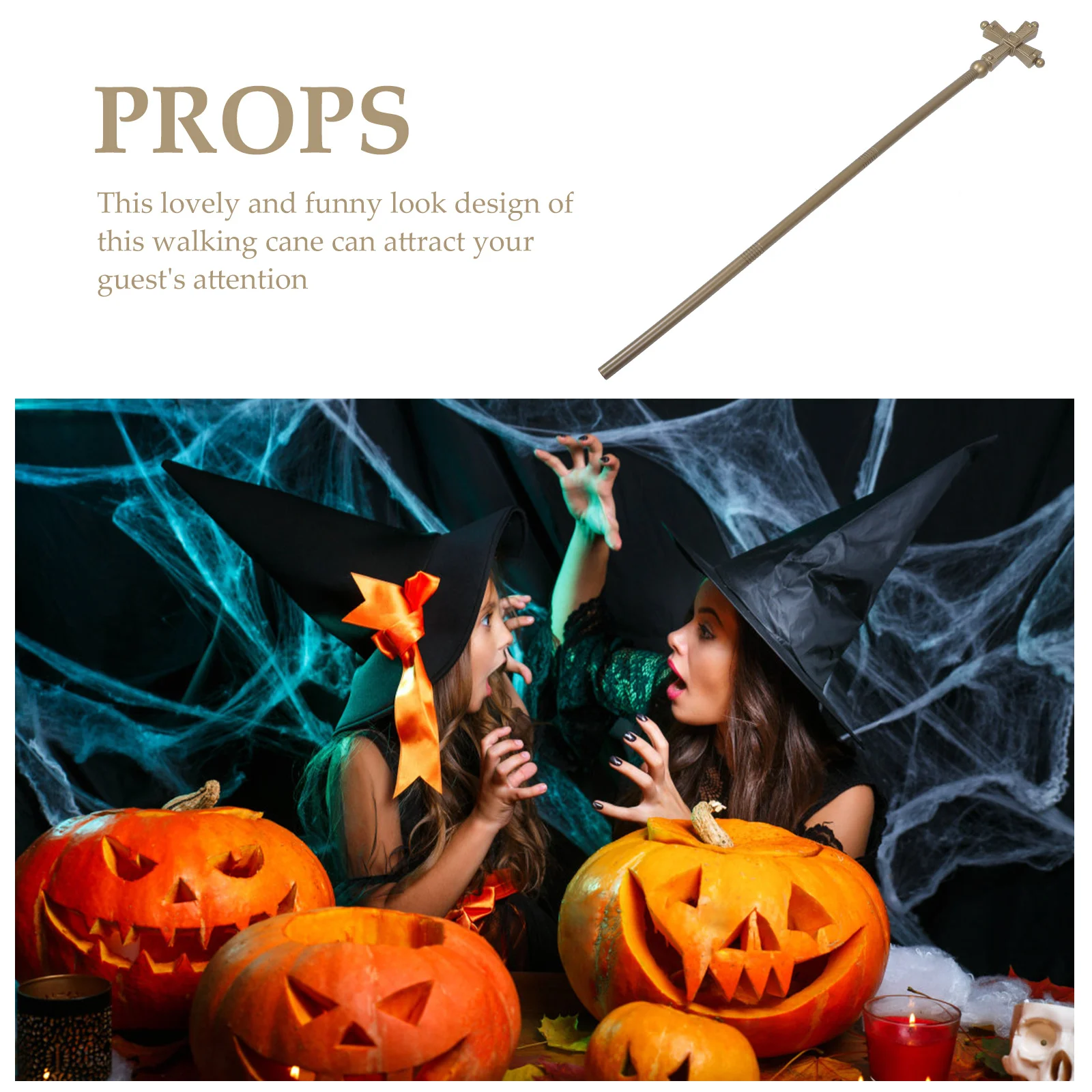 

Halloween Style Walking Cane Prop Funny Shape Spooky Decor For Cosplay Party Supplies Role Play Accessory