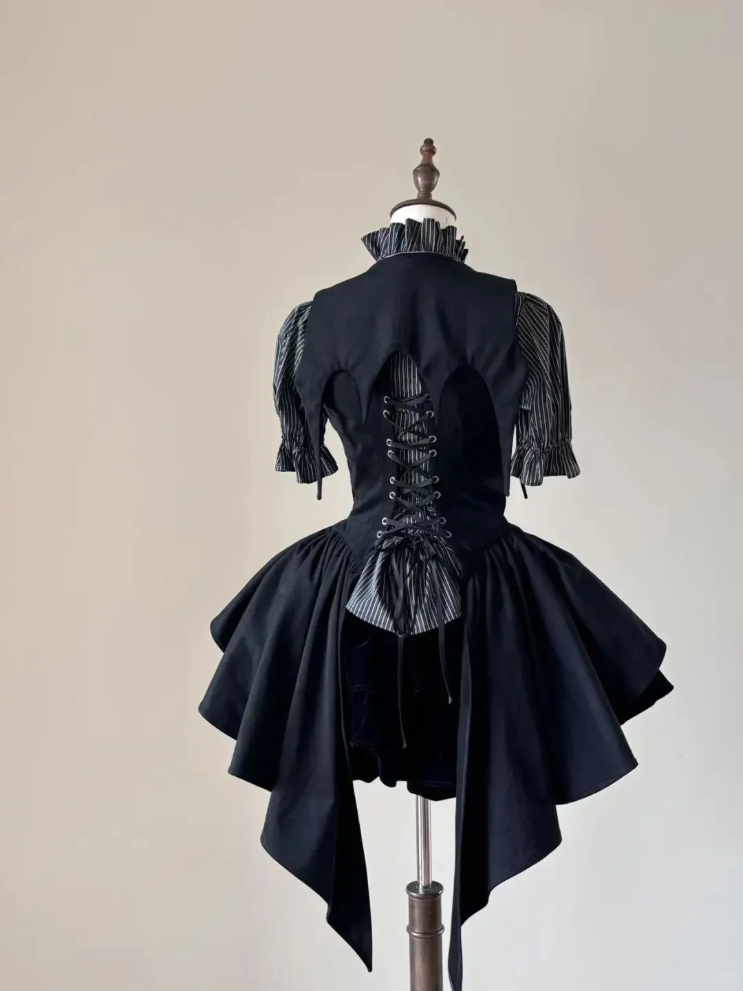 Winter Gothic Lolita Elegant 3 Piece Sets Women Y2k Stripe Design Blouse+ Retro Vets + Pleated Chic Skirt Female Korea Fashion view 3