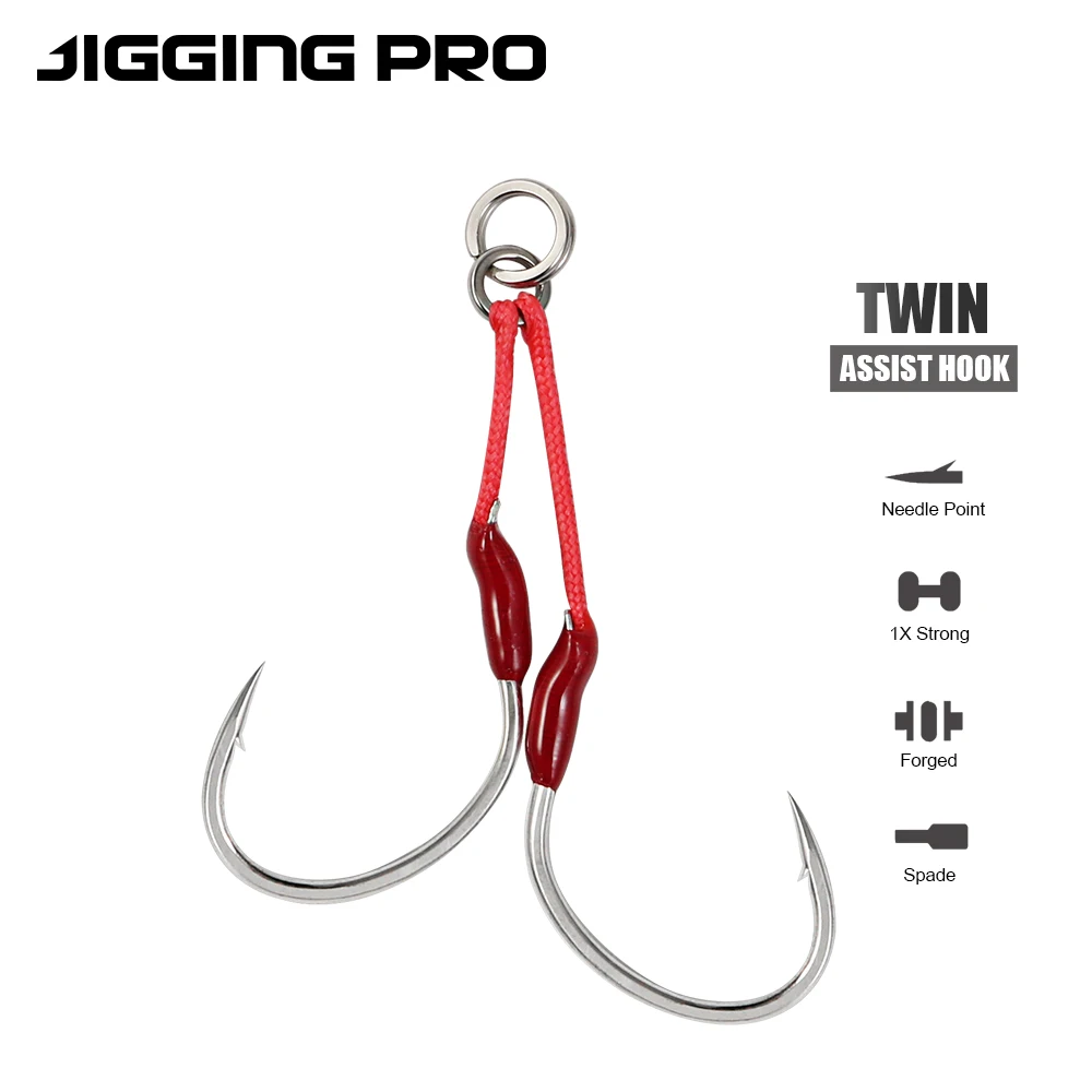 القفز برو 1/0 2/0 3/0 4/0 بطيئة القفز التوأم مساعدة السنانير المياه المالحة الصيد خطاف تهزهز معدني الصيد الملحقات #1