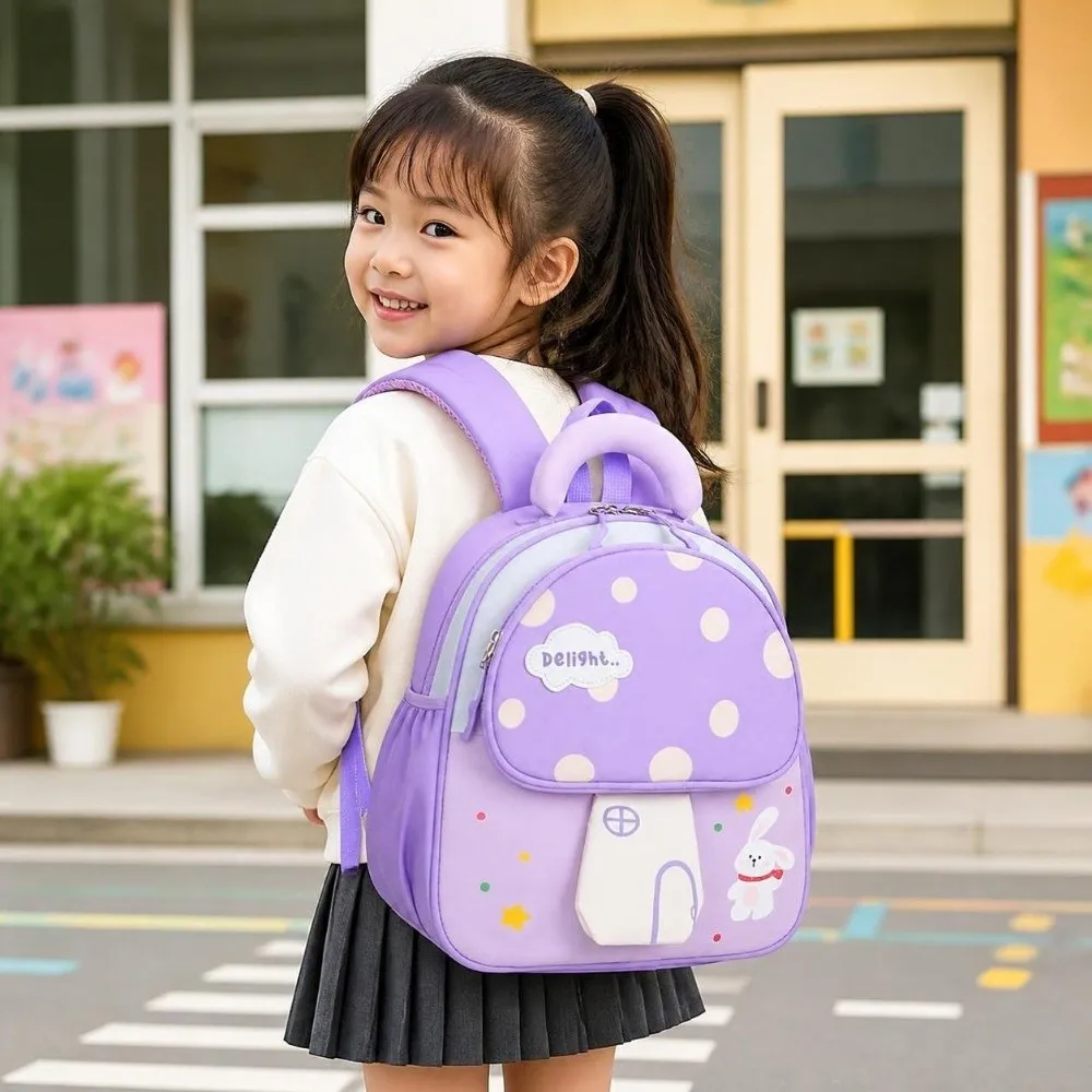 Cartoon Design 3D Mushroom Shape Backpack Cute Novelty Children Schoolbag Lightweight Rabbit Kindergarten Bookbag Unisex