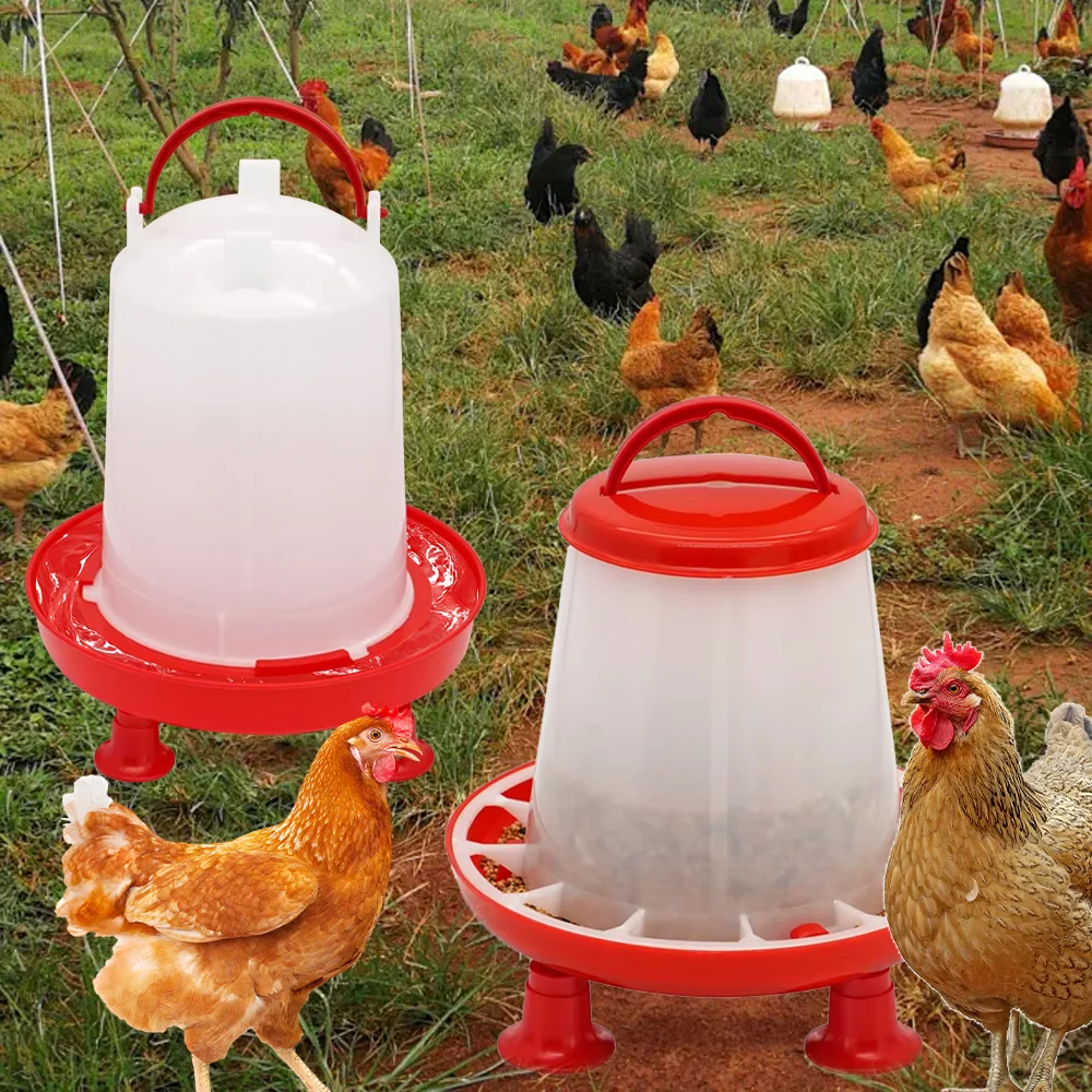 1 Stück 1,5kg/3L Automatischer Hühnerfuttereimer Tränkebehälter mit Beinen Kunststoff-Wassereimer für Entenfarm Hühnerstall Wasserversorgung – Detail 10