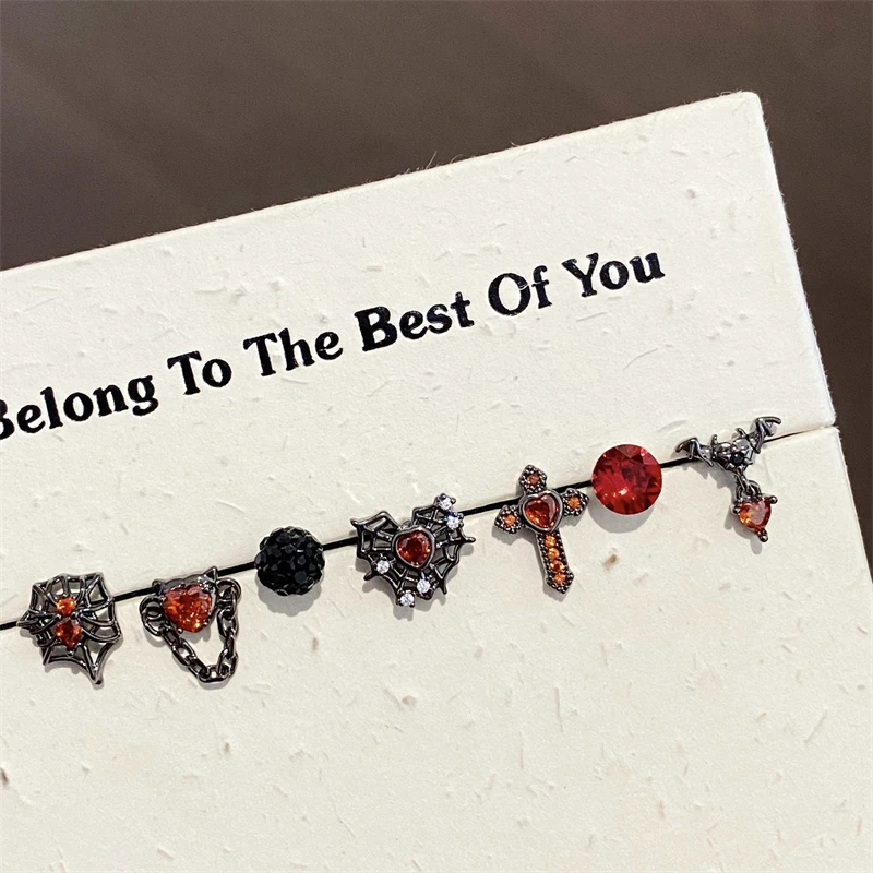 1 قطعة موضة جديدة القوطية نمط الزركون كريستال الأذن العظام مسمار 316L الطبية الأسود التيتانيوم الصلب أقراط للنساء Y2K مجوهرات بسيطة