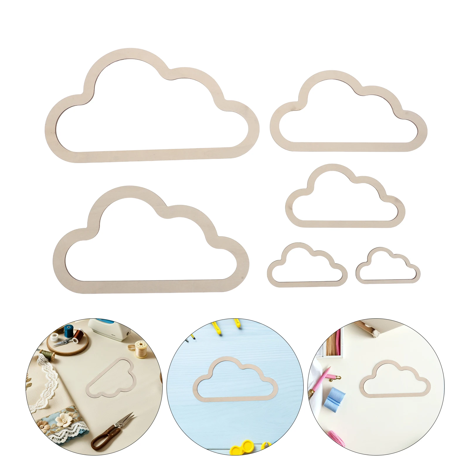 

7pcs Cloud Shaped Dream Catcher Frame Wooden Macrame Rings Diy Unfinished Wood Hoop Craft Christmas Wreath For Wall Home Decor