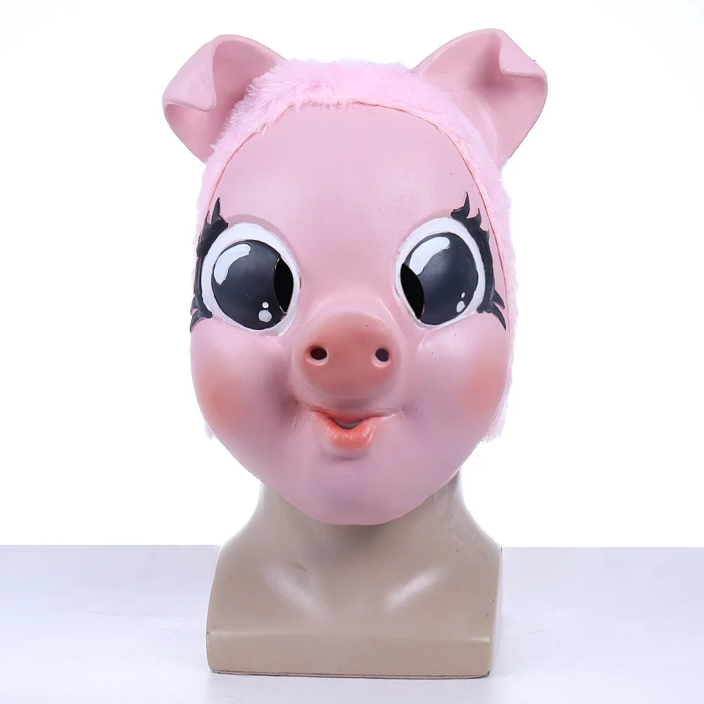 Killing Eve Season 2 Jodie Comer Villanelle Pink Pig Head Mask Halloween Cosplay Props Latex Helmet