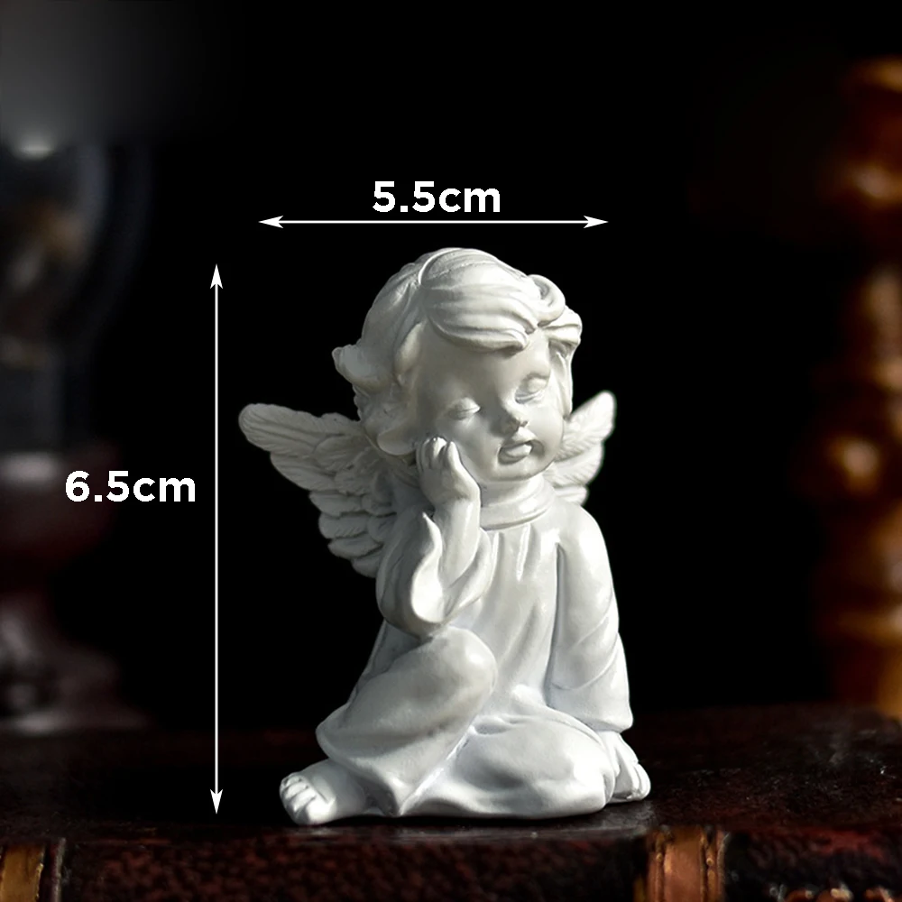 Cute Resin Angel Fairy Sculpture European Retro White Resin Statue Ornaments Living Room Bedroom Porch TV Cabinet Decor Craft