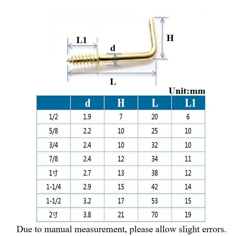 L Shaped Screw Hooks Metal Self Tapping Screws Small Mini Wall Mounted Fasteners for Hanging Picture Frames Home Office