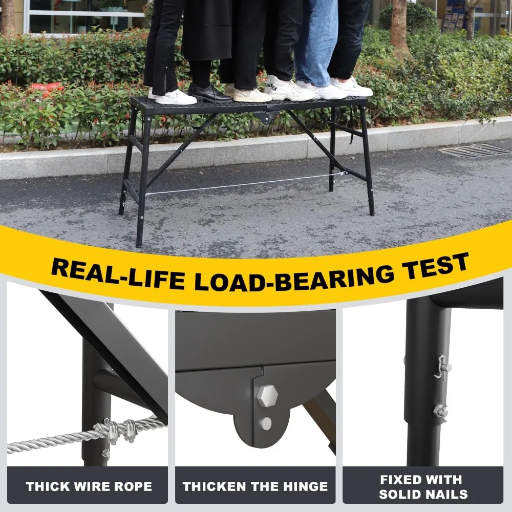 منصة عمل محمولة شديدة التحمل مع 5 ارتفاعات قابلة للتعديل، 31-46 بوصة، سعة 660 رطل