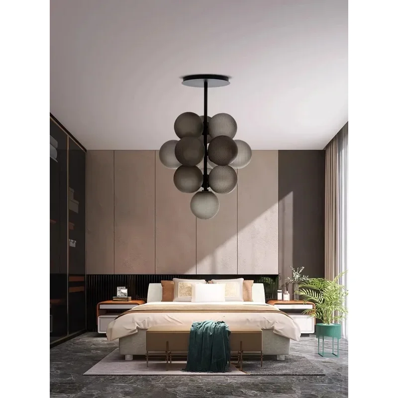 Post-Modern Grape Lamp Series Personality Home Decor Elegant LED Chandeliers Creative Purple Ripple Ball Lights For Bedroom