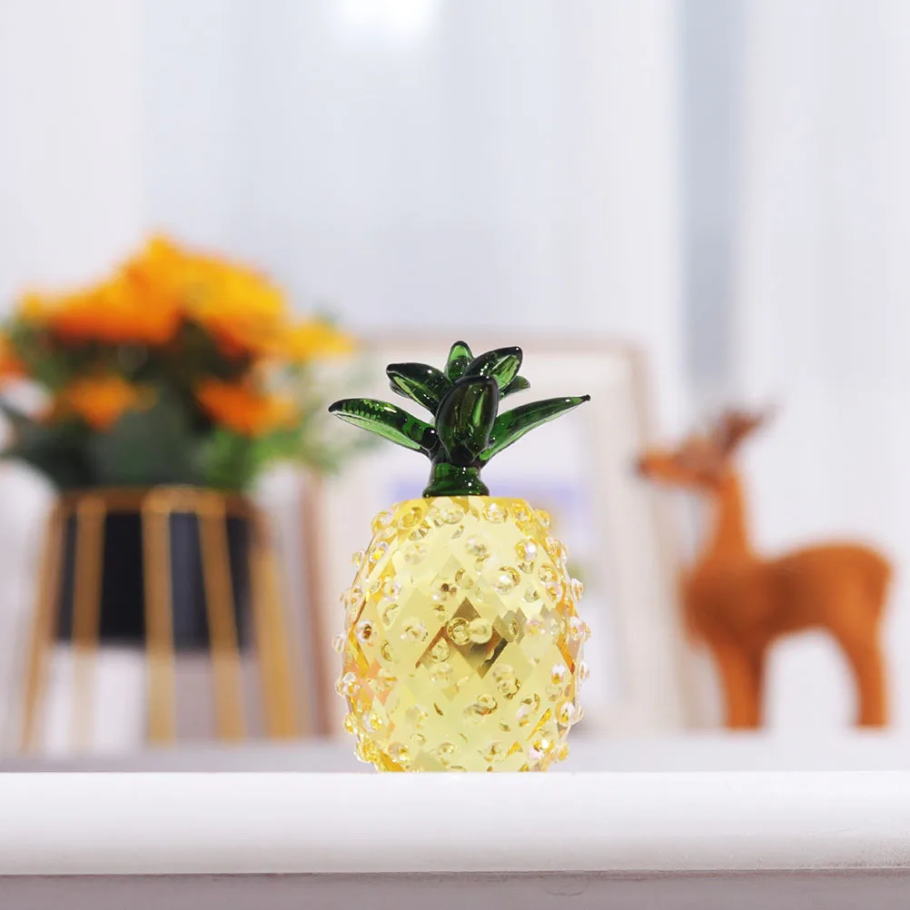 

Crystal Pineapple Yellow Fruit Decor For Home Living Room Office Tabletop Decoration Party Supplies Indoor Ornament