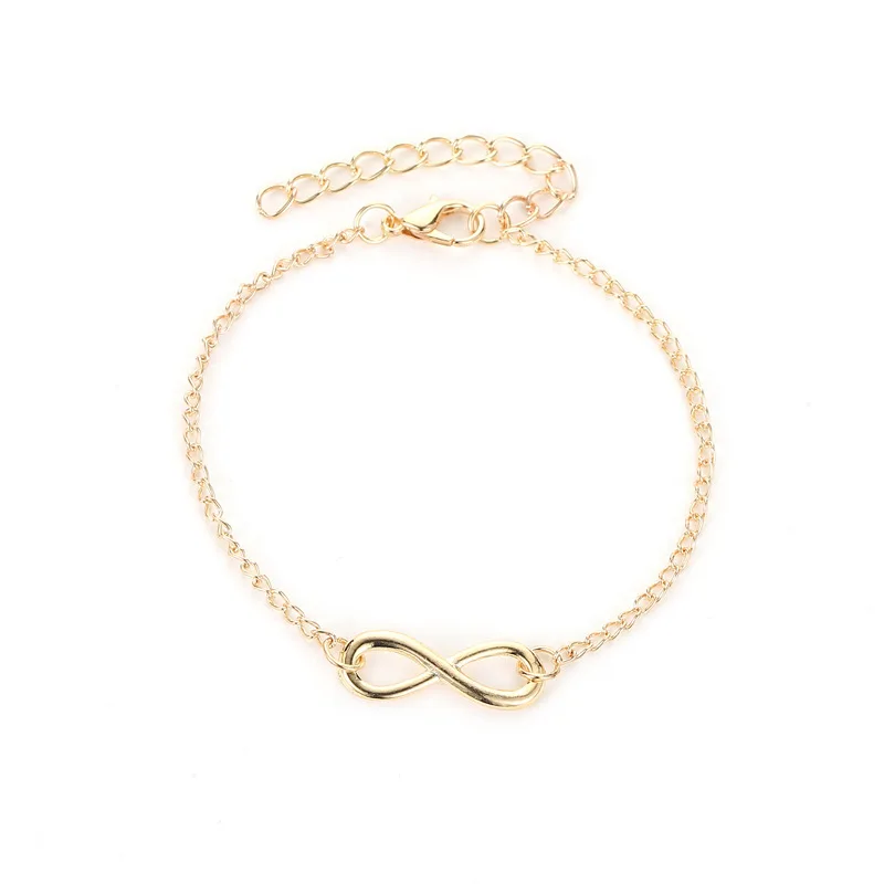 1pc Gold/Silver Infinity Symbol Thin Chain Bracelet Set for Women Teen Girls, Dainty Minimalist Figure 8 Infinite Link Wrist Bracelet, Adjustable Extension Chain Jewelry Gift for Couple Best Friend Br image 5