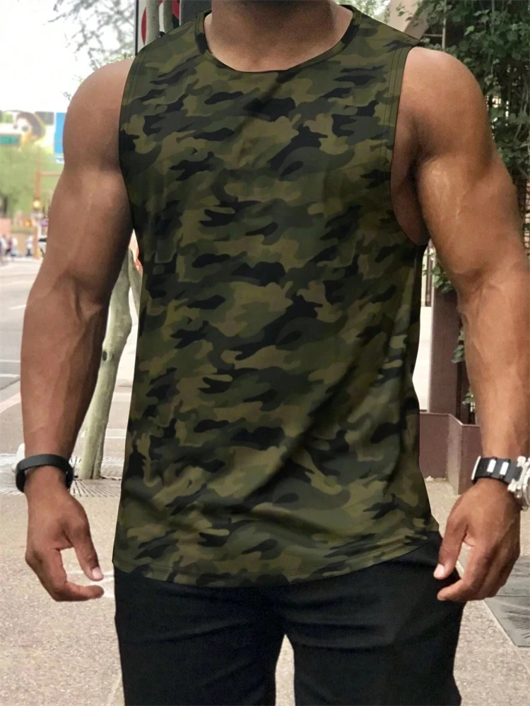 2026 New Summer Fitness Vest High-Quality Mesh Shirt Sleeveless T-Shirt Men's Camo Vest Running Fitness Sports Vest Men's