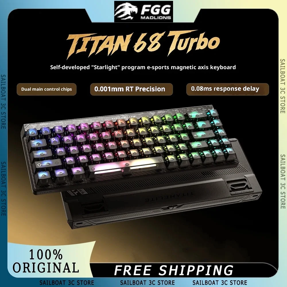 

FGG MADLIONS TITAN68 Turbo клавиатура с магнитным переключателем 8 кГц, частота отката RT0,001 мм, колпачки для ПК, эргономичная игровая клавиатура для WIN MAC