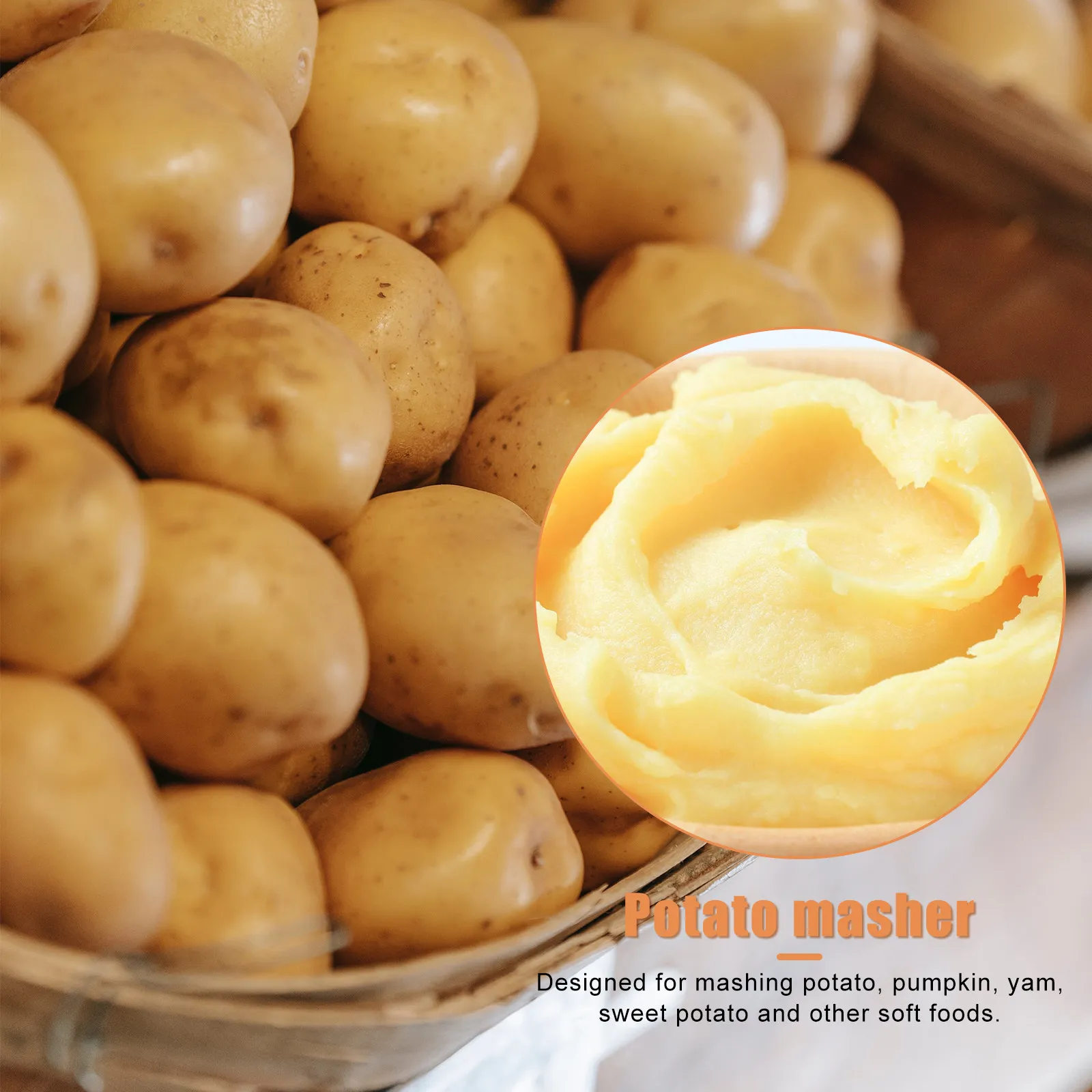 1Pcs Stainless Steel Potato Presser Wave Design Easy Grasp Handle Compact Size for Home Restaurant Kitchen Gadget Handheld