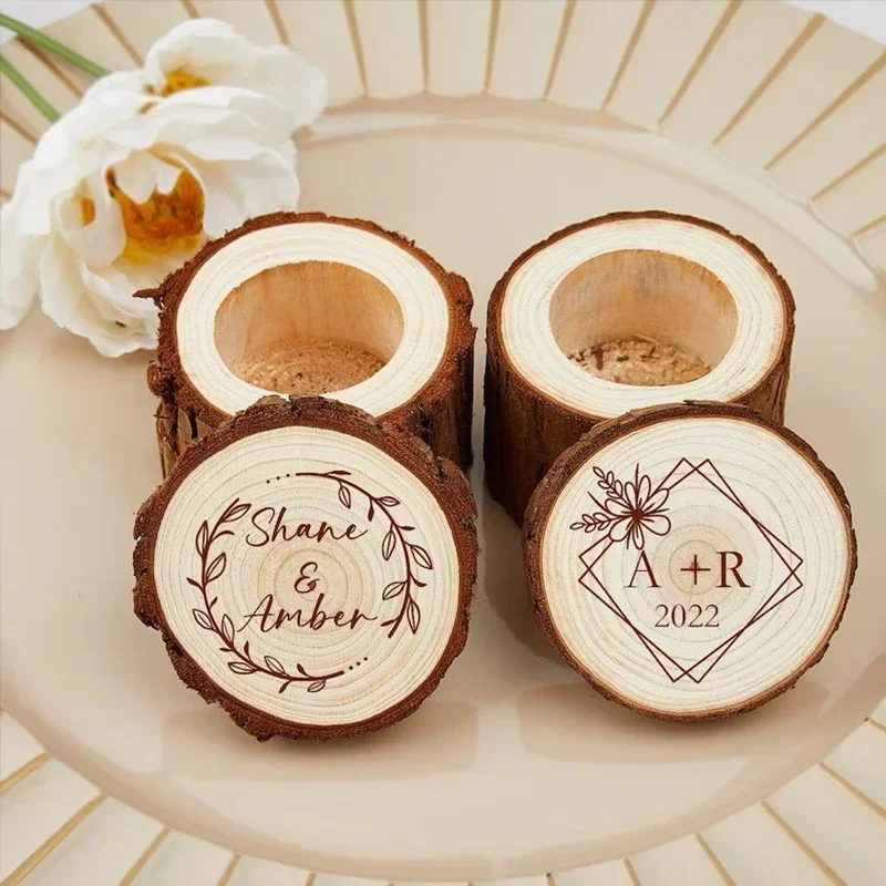 Free Custom Wedding Ring Box for Ceremony Engraved Wooden Ring Bearer Box Modern Rustic Wedding Engagement Valentine's Day Gifts