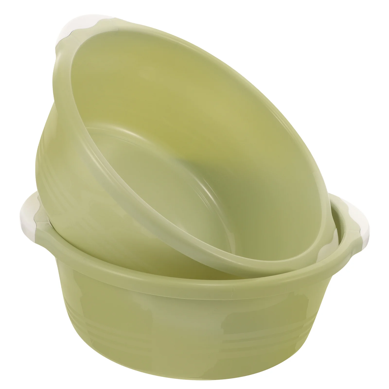 

2pcs Plastic Wash Basin Medium Size Green For Home Bathroom Foot Use Durable Anti-Slip Household Washing Basins Multifunctional
