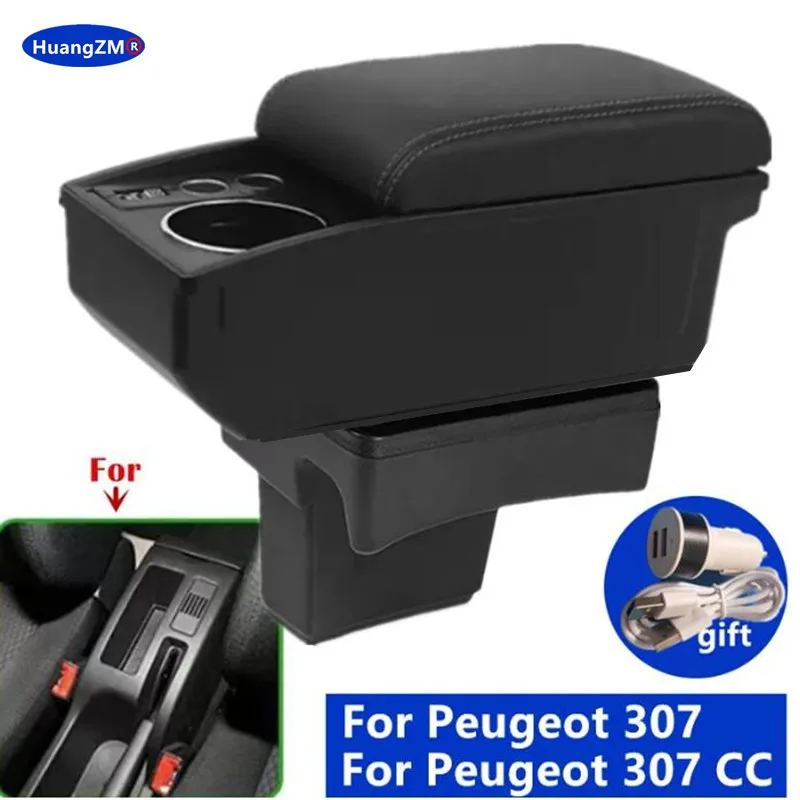 Para Peugeot 307 I 2001 2002 2003 2004 2005 2006 2007 2008 caja de reposabrazos para Peugeot 307 CC caja de almacenamiento Convertible accesorios de coche
