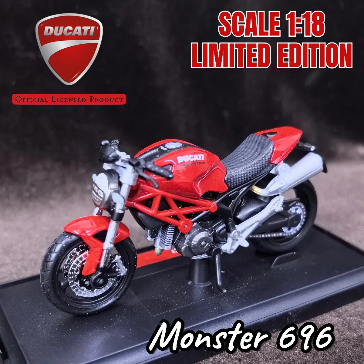 

Лимитированная мини-модель мотоцикла Ducati Monster 696 в масштабе 1:18, реплика автомобиля, миниатюрная детская игрушка в подарок на Рождество