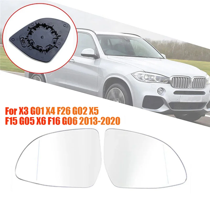 1Pair Heated Rearview Mirror Glass Lens for BMW X3 G01 X4 F26 G02 X5 F15 G05 X6 F16 G06 2013-2020 Side Door Wing Mirror