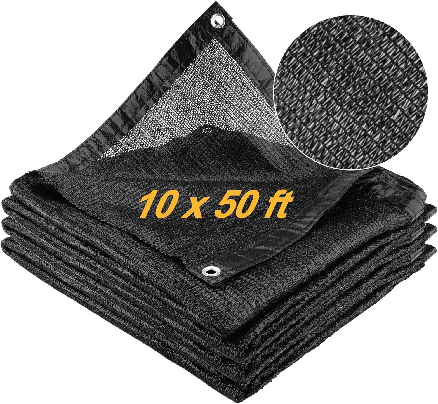 

10x50 ft Black Sun Shade Net with Grommets, UV Resistant Mesh Tarp for Patio, Garden, Greenhouse