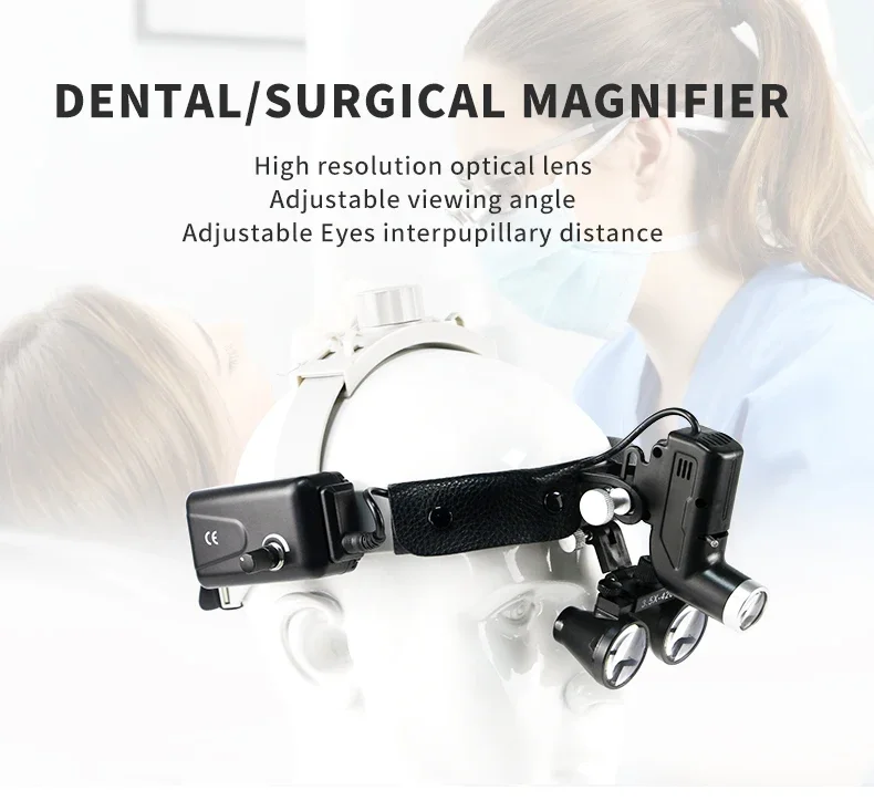 CE 2.5X/3.5X Dental Loupes - 5W Wireless Headlight for Oral/ENT Surgery,Rechargeable Battery,IPX4 Sweat-Resistant & 8H Runtime