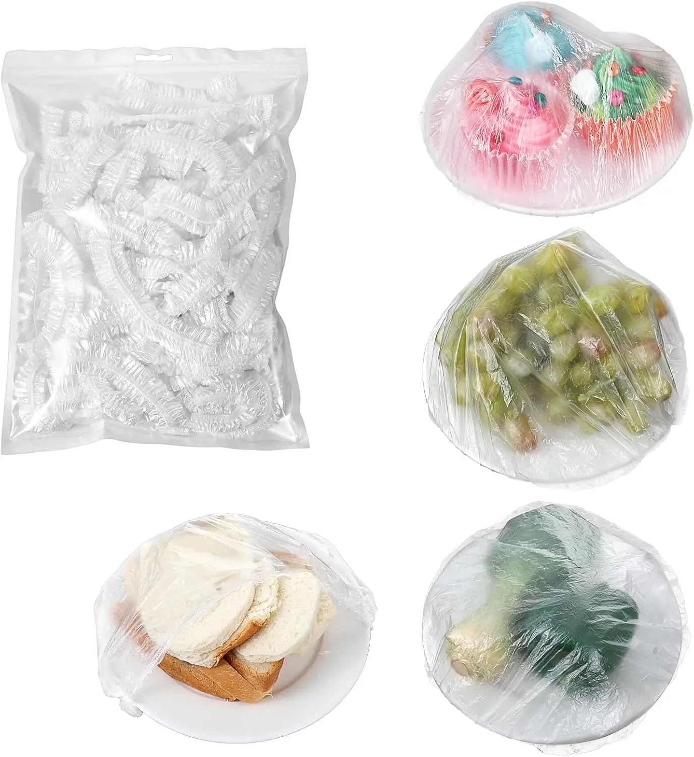 

Bowl Covers Elastic,Plastic Covers for Bowls,10 In Clear Disposable Plastic Food Covers with Elastic,Plastic Bowl Covers,Fresh K