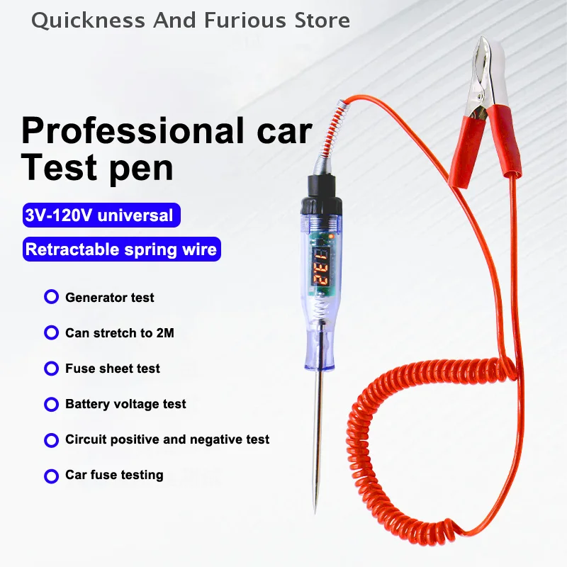 5V-120V Car Tester Pen Voltage Circuit Test DC Digital Display Electric Pen Probe Pen Auto Diagnostic Tools 2V 12V 24V 48V