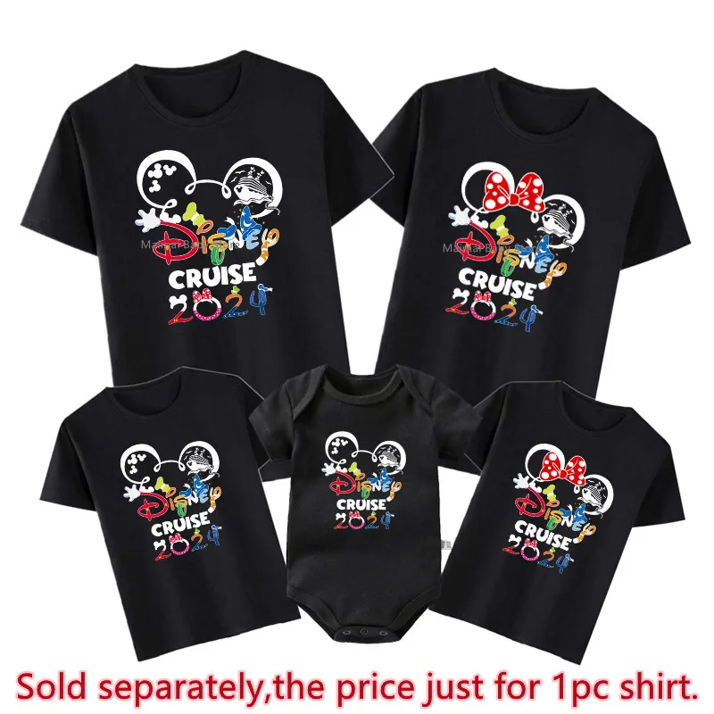 Disney Cruise 2024 Family Vacation Shirts Cotton Dad Mom Kids Tees Tops Baby Rompers Funny Family Matching Cruise Trip Outfits